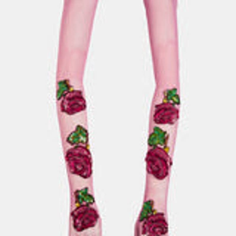 Romance Was Born Dusty Pink Rose Mesh Sequin Long Evening Gloves, one size